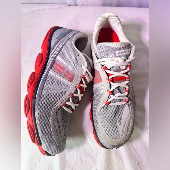 Brooks Gray and Red Athletic Shoes